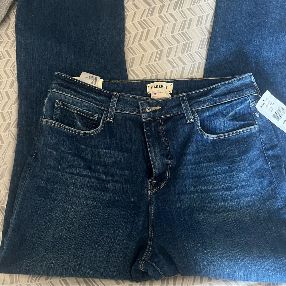 L'Agence Kendra High Rise Cropped Flare Jeans in Laredo